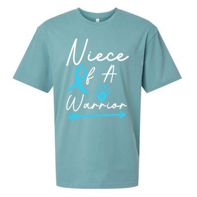 Niece Of A Warrior Prostate Cancer Light Blue Handprint Gift Sueded Cloud Jersey T-Shirt