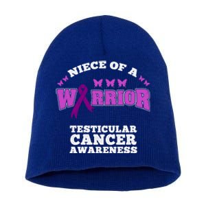 Niece Of A Warrior Testicular Cancer Awareness Meaningful Gift Short Acrylic Beanie