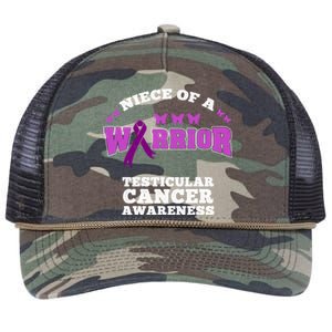 Niece Of A Warrior Testicular Cancer Awareness Meaningful Gift Retro Rope Trucker Hat Cap