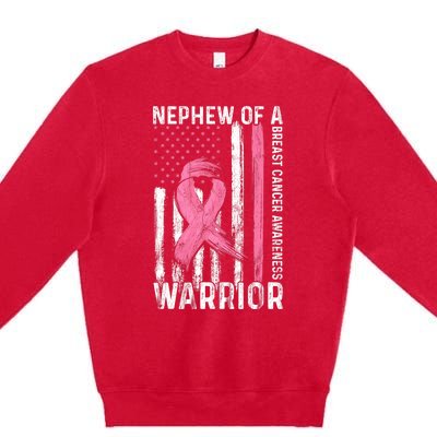 Nephew Of A Warrior Graphic Breast Cancer Awareness Month Premium Crewneck Sweatshirt