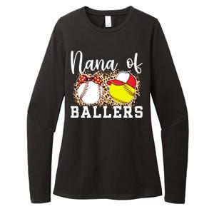 Nana Of Ballers Leopard Softball Baseball Nana Grandma Gift Womens CVC Long Sleeve Shirt