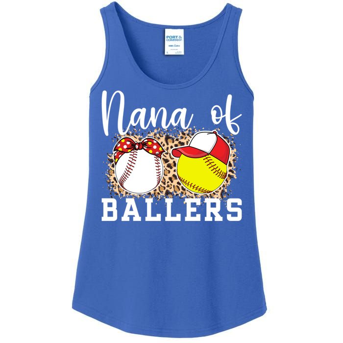 Nana Of Ballers Leopard Softball Baseball Nana Grandma Gift Ladies Essential Tank