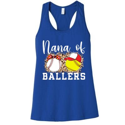 Nana Of Ballers Leopard Softball Baseball Nana Grandma Gift Women's Racerback Tank