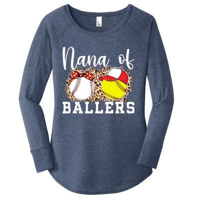 Nana Of Ballers Leopard Softball Baseball Nana Grandma Gift Women's Perfect Tri Tunic Long Sleeve Shirt