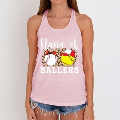 Nana Of Ballers Leopard Softball Baseball Nana Grandma Gift Women's Knotted Racerback Tank