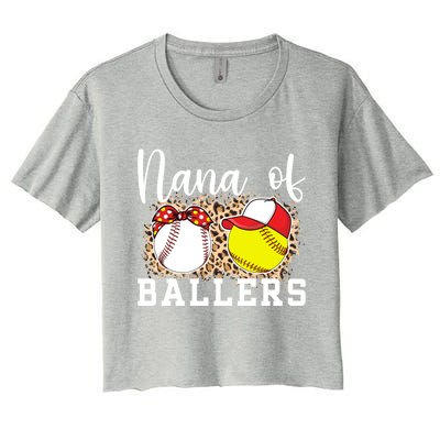 Nana Of Ballers Leopard Softball Baseball Nana Grandma Gift Women's Crop Top Tee