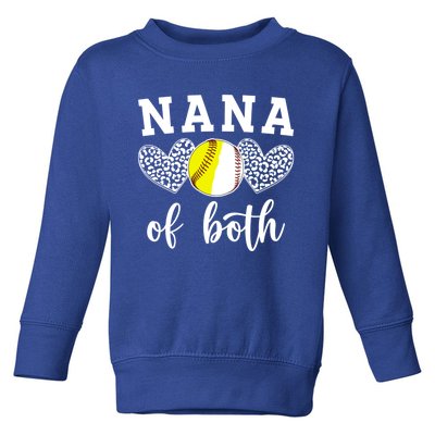 Nana Of Both Baseball Softball Nana Of Ballers Meaningful Gift Toddler Sweatshirt