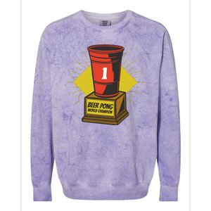 Number One Beer Pong Champion Colorblast Crewneck Sweatshirt