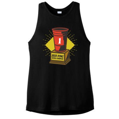 Number One Beer Pong Champion Ladies PosiCharge Tri-Blend Wicking Tank