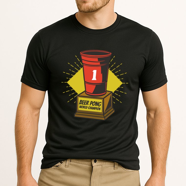 Number One Beer Pong Champion Cooling Performance Crew T-Shirt