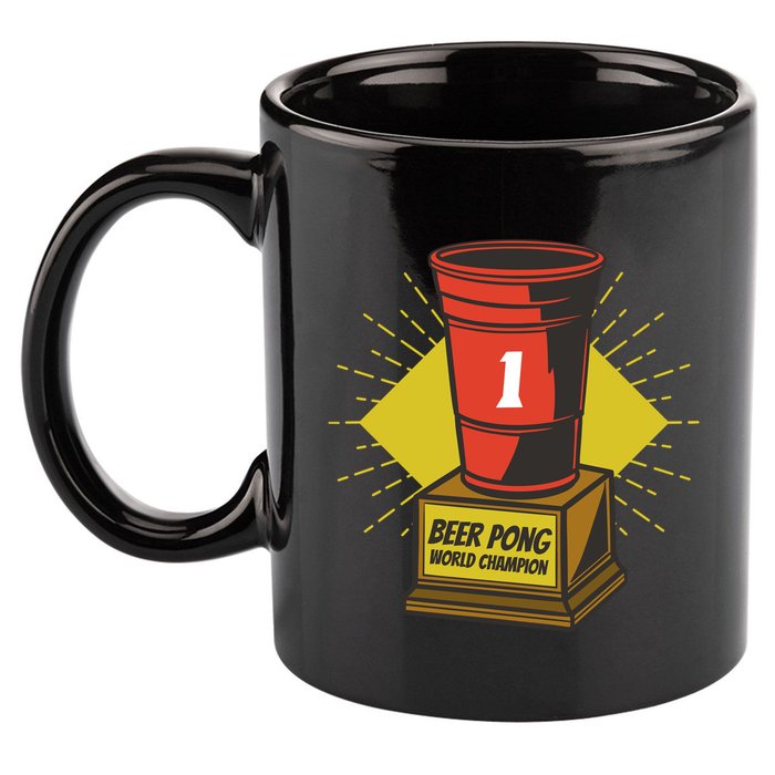 Number One Beer Pong Champion 11oz C Handle Ceramic Mug