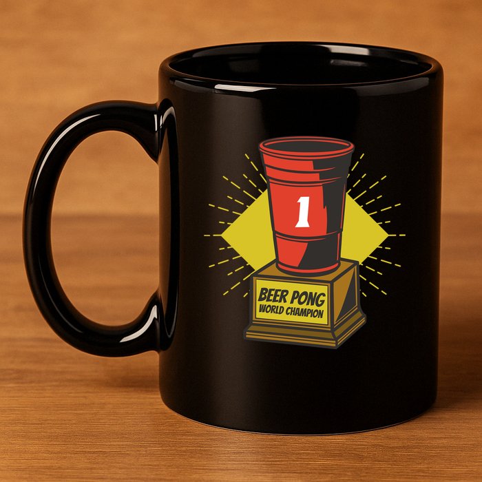 Number One Beer Pong Champion 11oz C Handle Ceramic Mug