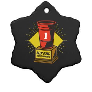 Number One Beer Pong Champion Ceramic Star Ornament