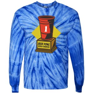 Number One Beer Pong Champion Tie-Dye Long Sleeve Shirt