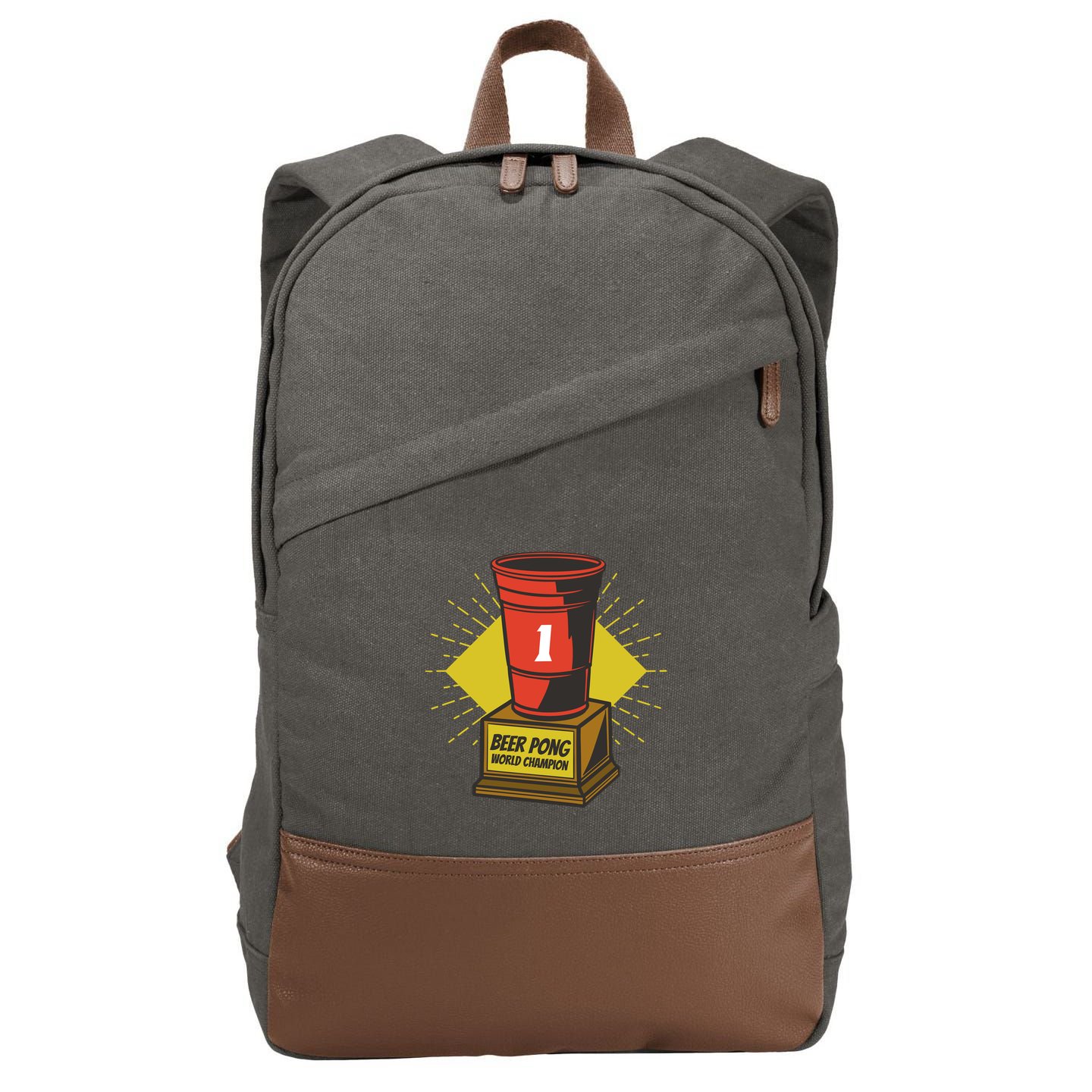 Number One Beer Pong Champion Cotton Canvas Backpack