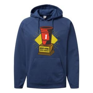 Number One Beer Pong Champion Performance Fleece Hoodie