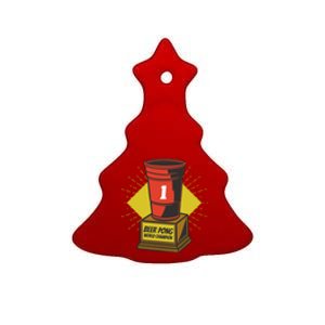 Number One Beer Pong Champion Ceramic Tree Ornament