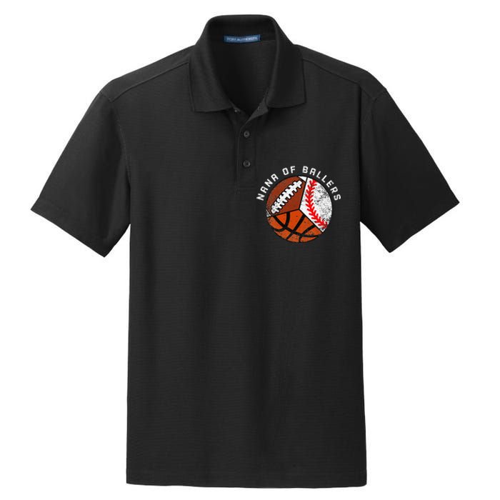 Nana Of Ballers Funny Baseball Basketball Football Nana Dry Zone Grid Polo