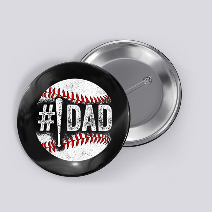 Number One Baseball Dad For Fathers Day Button