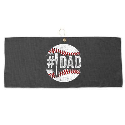 Number One Baseball Dad For Fathers Day Large Microfiber Waffle Golf Towel