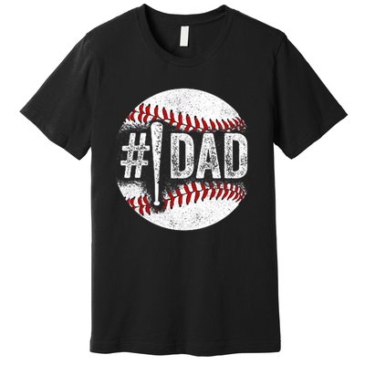 Number One Baseball Dad For Fathers Day Premium T-Shirt