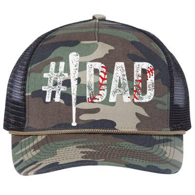 Number One Baseball Dad Funny Fathers Day Gift For Daddy Retro Rope Trucker Hat Cap