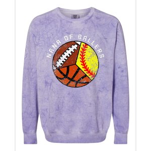 Nana Of Ballers Funny Softball Basketball Football Nana Colorblast Crewneck Sweatshirt