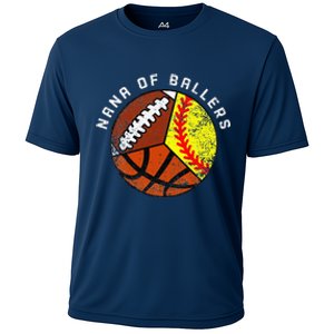 Nana Of Ballers Funny Softball Basketball Football Nana Cooling Performance Crew T-Shirt