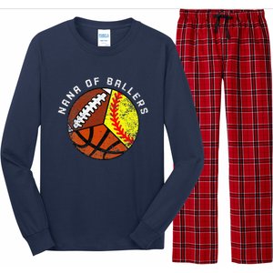 Nana Of Ballers Funny Softball Basketball Football Nana Long Sleeve Pajama Set