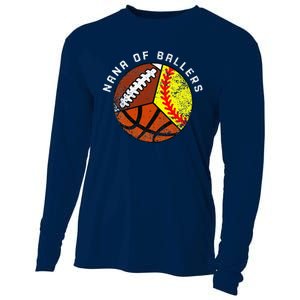 Nana Of Ballers Funny Softball Basketball Football Nana Cooling Performance Long Sleeve Crew