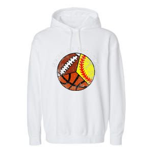 Nana Of Ballers Funny Softball Basketball Football Nana Garment-Dyed Fleece Hoodie