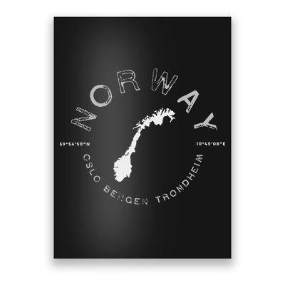 Norway Oslo Bergen Graphic Vintage Retro Poster