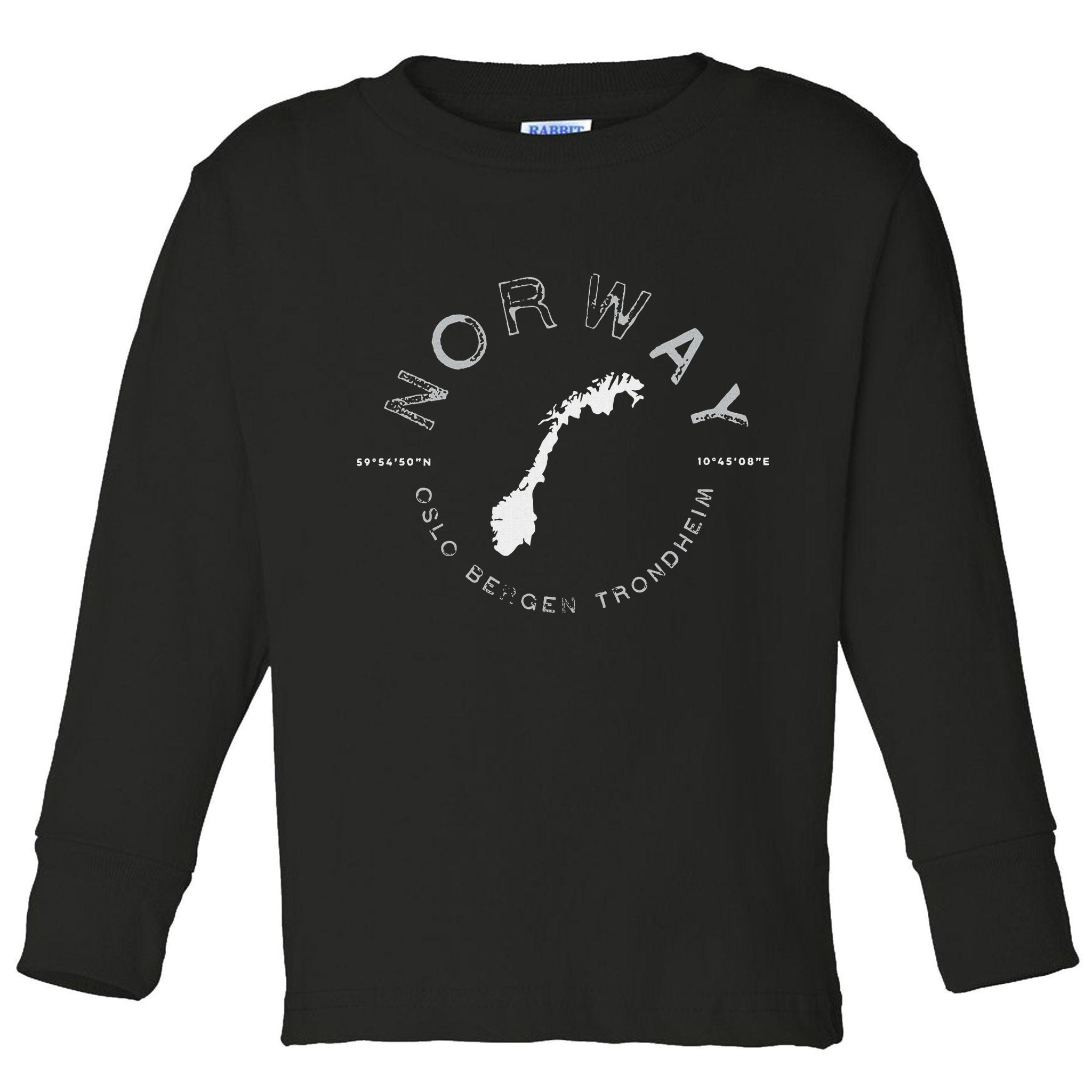 Norway Oslo Bergen Graphic Vintage Retro Toddler Long Sleeve Shirt