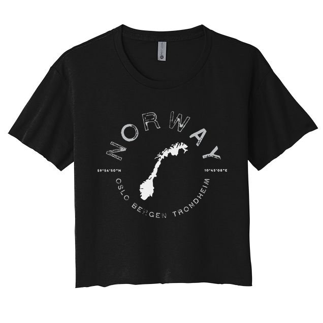 Norway Oslo Bergen Graphic Vintage Retro Crop Top