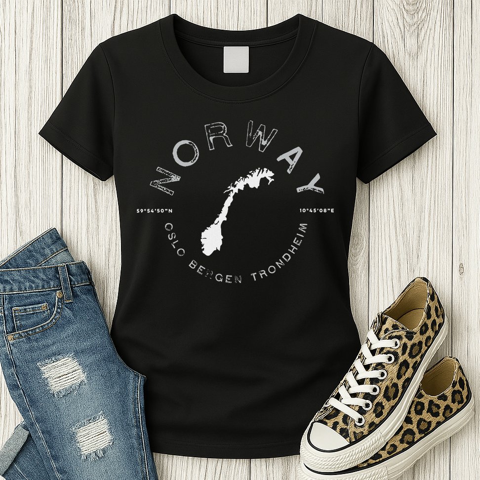 Norway Oslo Bergen Graphic Vintage Retro Womens T-Shirt