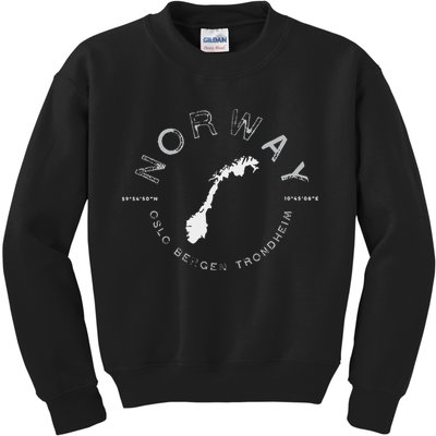 Norway Oslo Bergen Graphic Vintage Retro Kids Sweatshirt