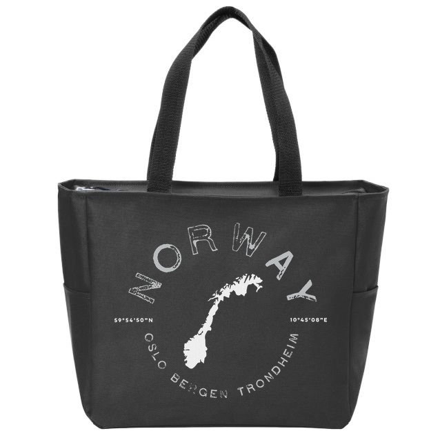 Norway Oslo Bergen Graphic Vintage Retro Zip Tote Bag
