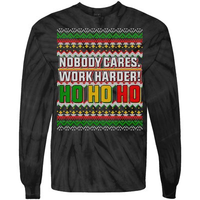 Nobody Care Work Hardy Ugly Christmas Sweater Tie-Dye Long Sleeve Shirt