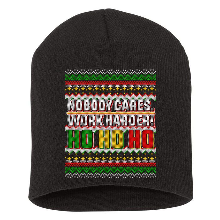 Nobody Care Work Hardy Ugly Christmas Sweater Short Acrylic Beanie