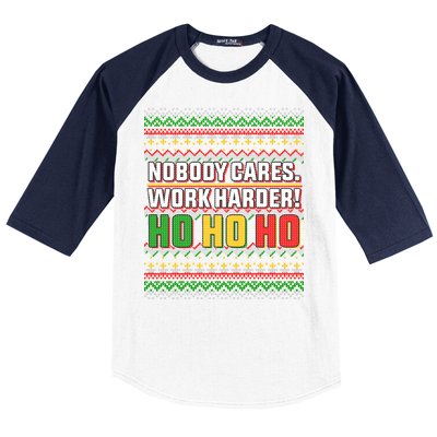 Nobody Care Work Hardy Ugly Christmas Sweater Baseball Sleeve Shirt