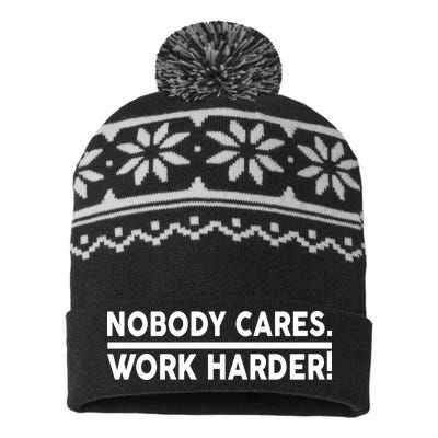 Nobody Cares Work Harder meme USA-Made Snowflake Beanie