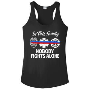 Nobody Fight Alone Support Police EMS Fireman Ladies PosiCharge Competitor Racerback Tank