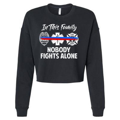 Nobody Fight Alone Support Police EMS Fireman Cropped Pullover Crew