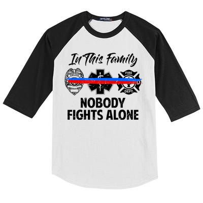 Nobody Fight Alone Support Police EMS Fireman Kids Colorblock Raglan Jersey