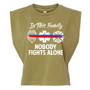 Nobody Fight Alone Support Police EMS Fireman Garment-Dyed Women's Muscle Tee