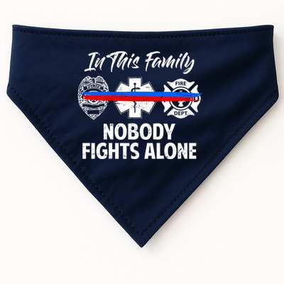 Nobody Fight Alone Support Police EMS Fireman USA-Made Doggie Bandana