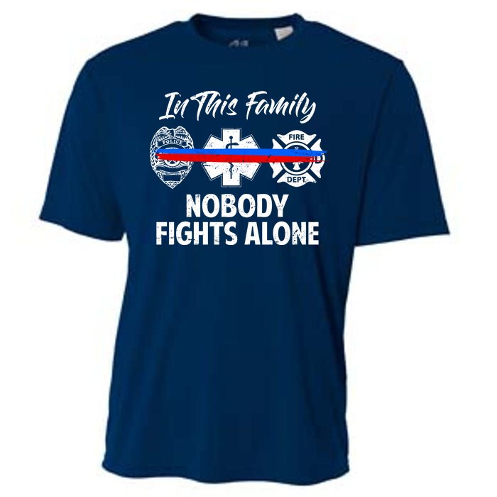 Nobody Fight Alone Support Police EMS Fireman Cooling Performance Crew T-Shirt