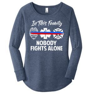 Nobody Fight Alone Support Police EMS Fireman Women's Perfect Tri Tunic Long Sleeve Shirt