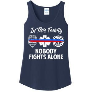 Nobody Fight Alone Support Police EMS Fireman Ladies Essential Tank