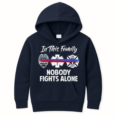 Nobody Fight Alone Support Police EMS Fireman Kids Hoodie